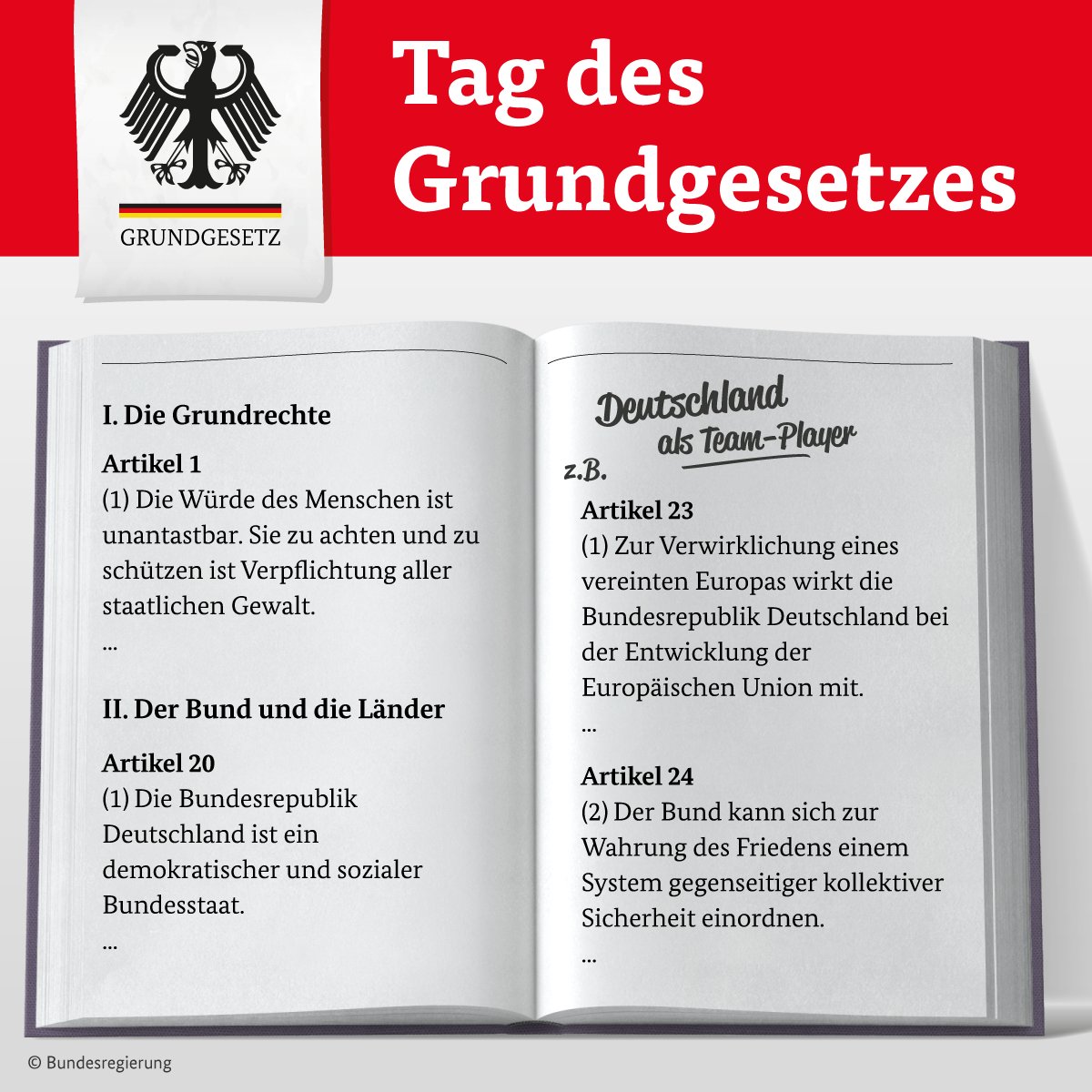 RegSprecherStS's tweet photo. Heute ist der Tag des Grundgesetzes. Seit inzwischen 69 Jahren bildet das #Grundgesetz den Kern unserer freiheitlich demokratischen Grundordnung. https://t.co/LshOTIRwW6