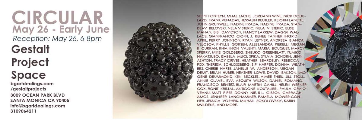 carraghamos's tweet photo. Hey Californians, CIRCULAR opens this Saturday at @bg_gallery Santa Monica (Gestalt Project Space). Unfortunately I can't be there, but a few of my tiny #ceramicsculptures will be.

Opening 6-9pm on 26th May. Exhibition runs until June 10th. #ceramicart

https://t.co/fru08z96nx https://t.co/OpVBVGId8q