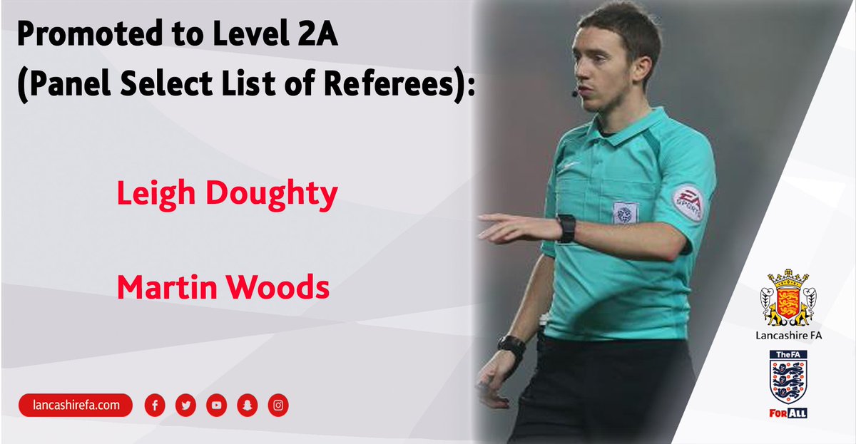 LFARefs's tweet photo. Superb news to hear that 2 of our referees have been promoted by the @FA to Level 2A (Panel Select Referees) and will referee in the @TheNationalLge Premier next season! ⚽️

A huge congratulations to @MrDoughtyPE and Martin on their fantastic achievements! Very well deserved 👏 https://t.co/4z9pnpDcR9