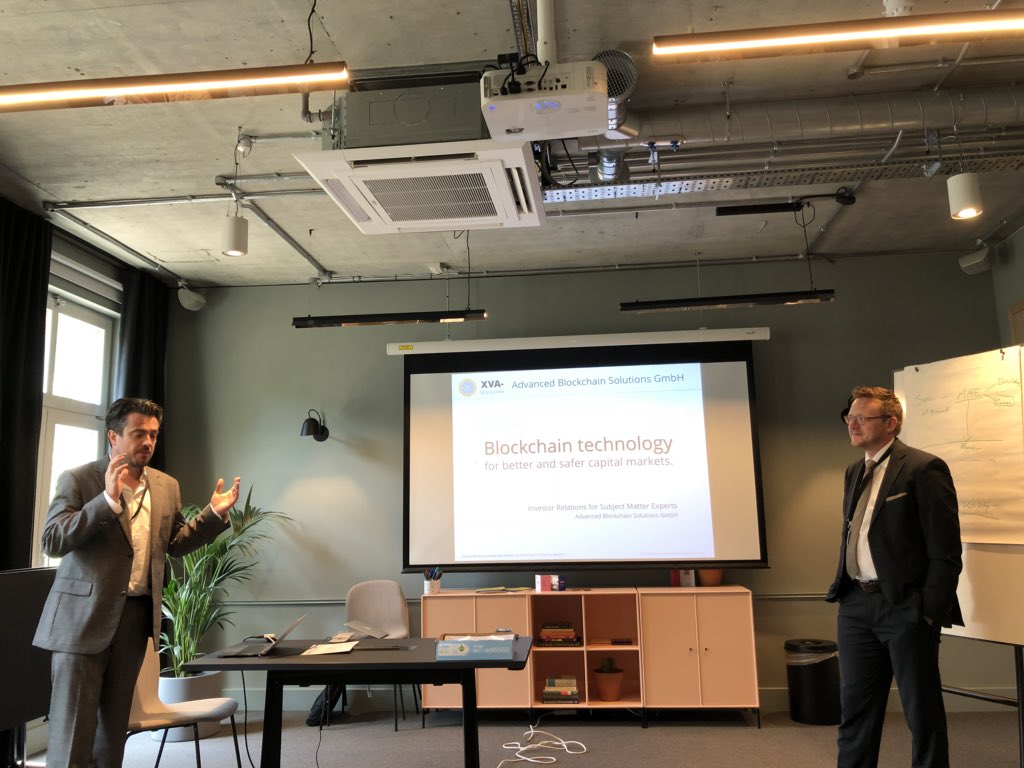 challengenews's tweet photo. CEO Thomas Schwiertz and CMO Thomas Park at @XVA_Coin show how they’re providing collateral services for risk management in derivative trading without compromising security, transparency and cost.

#DoGreatWork #InvestBlockchain https://t.co/zclDJuaAxf