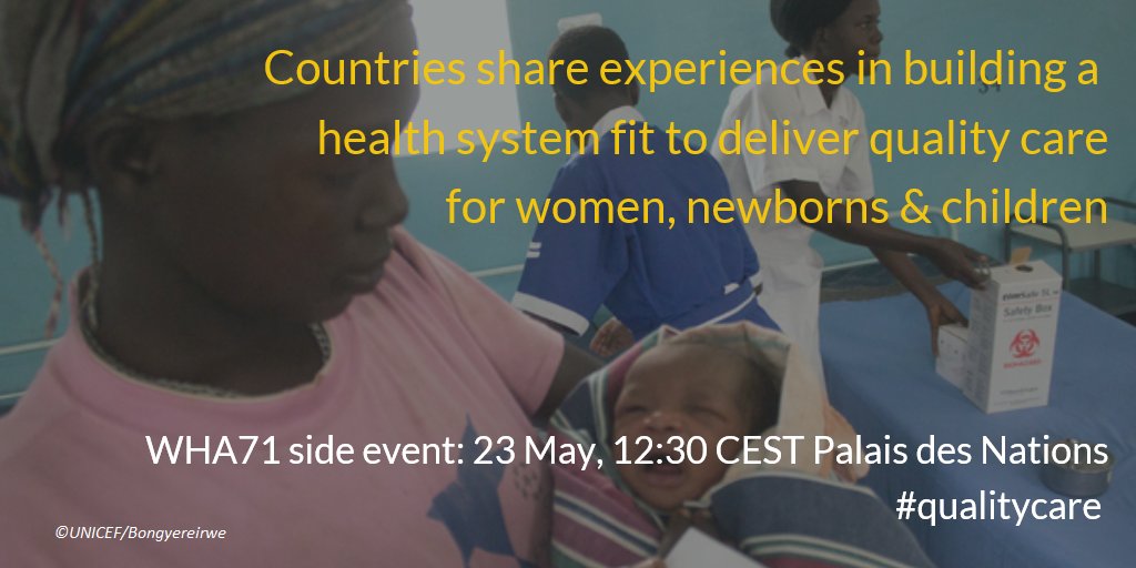 UNCoLSC's tweet photo. Without quality, equity, dignity, there is no #HealthForAll. Members countries of @qualitycareNet work share their efforts to improve #qualitycare for women and newborns at #WHA71 @WHO @UNICEF @UNFPA @UNAIDS @WRAglobal @PMNCH @SC_Geneva #EWECisME https://t.co/9c25Zn8IEJ