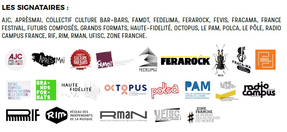 POUR UNE CONCERTATION SUR LES POLITIQUES PUBLIQUES EN FAVEUR DES MUSIQUES. Retrouvez le communiqué signé par 22 fédérations du monde de la musique : bit.ly/2x5r3DJ <a href="/PolcActu/">POLCA</a> <a href="/FEVIS1/">FEVIS</a> <a href="/francefestivals/">France Festivals</a> <a href="/PAMPOLEPACA/">PAM</a> <a href="/FutursComposes/">FutursComposés</a> @LePoleMAPdL @GrandsFormatsGF