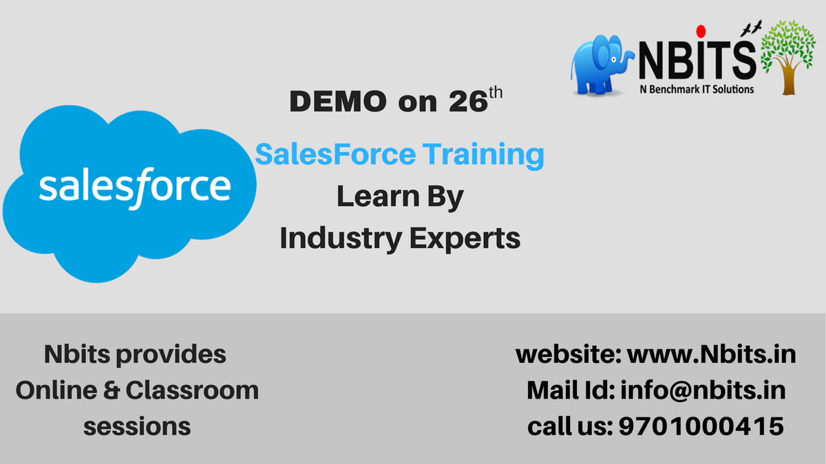 job_courses's tweet photo. Nbits is going to conduct a demo on #Salesforce by experienced faculty
#Salesforce #Classroom Training in Hyderabad 
#Salesforce #Online Training 
Starts from may 26th @ 10AM
Hope You guys will utilize this chance
For Registration Enroll with this form:
https://t.co/5aI6enuqxf https://t.co/CQJPgfwLPu