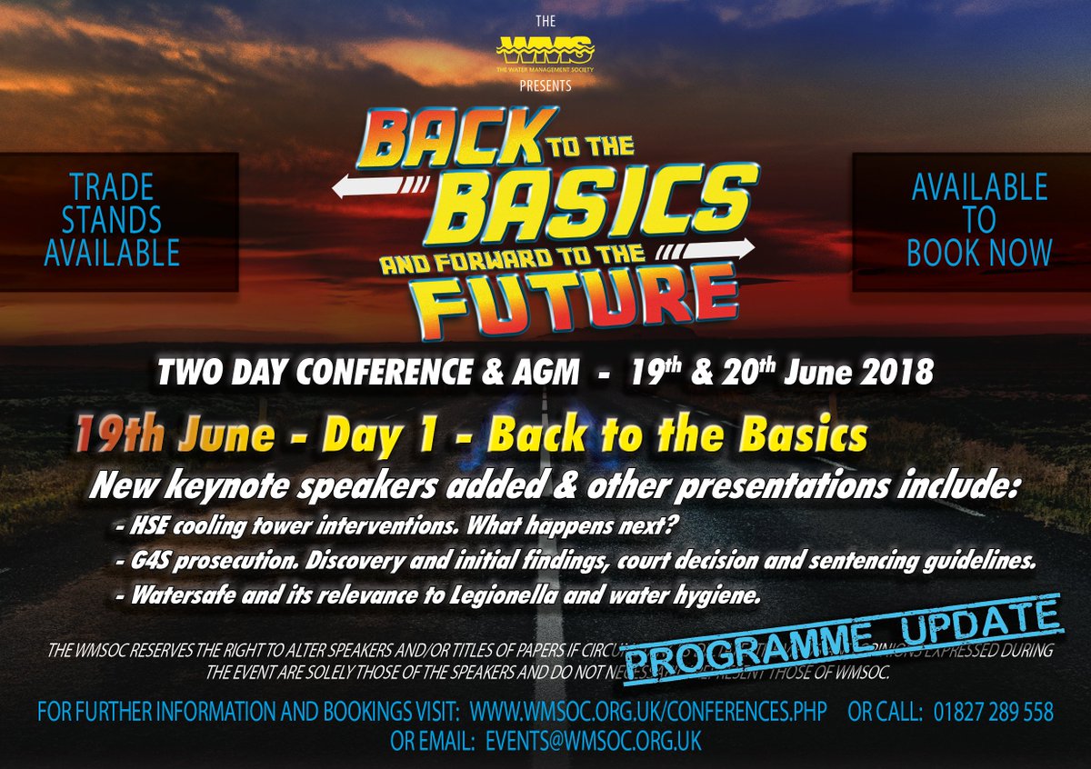 WMSoc1's tweet photo. The WMSoc. #BackToTheBasics and #Forward to the #Future! #TwoDay #Event & #AGM - 19th & 20th #June! #DayOne presentations #Include: #HSE #CoolingTower interventions. #G4S #Prosectution. #Watersafe - #Legionella and #Water #Hygiene.
#Available to #BookNow! https://t.co/ytw9BlScon https://t.co/Nn8A3RzDfa