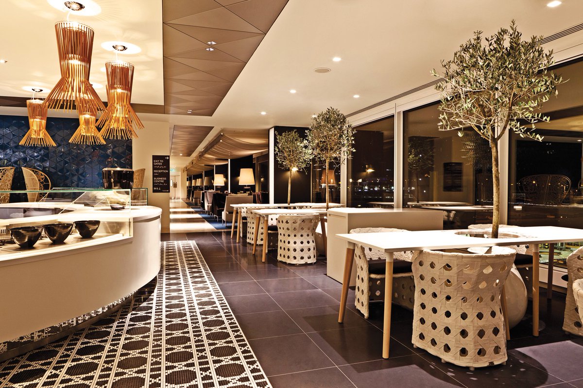 First opened in 2012, Business and First Class travellers can dine and relax inside the London Premium Lounge at London <a href="/HeathrowAirport/">Heathrow Airport</a>. #QatarAirways