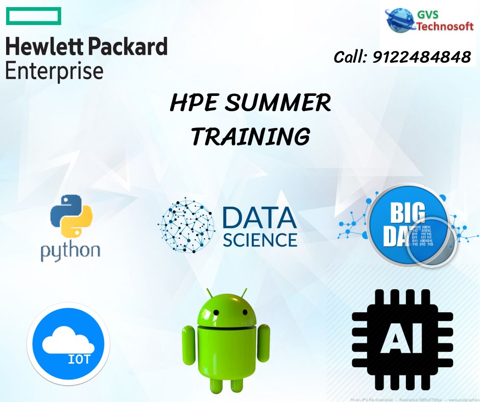 GVS_technosoft's tweet image. #HPECertification
We are authorized Education delivery partner of HPE.
Get certified from HPE on courses like #Python, #DataScience, #BigData, #IOT, #Android &amp;amp; Artificial Intelligence.
Register today and get huge discounts on early bird registration: bit.ly/2KYk2Yg