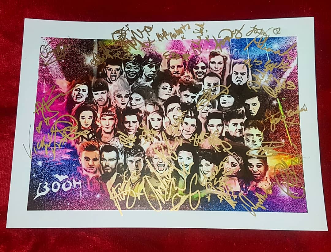 Miniature version of the VIP Room art at the Dominion Theatre signed by the cast! Amazing company as always. Can't tag everyone but you all deserve the love and support night after night. You guys are the most caring, loving talented rockstars <a href="/BatTheMusical/">Bat Out Of Hell</a> #batthemusical #booh