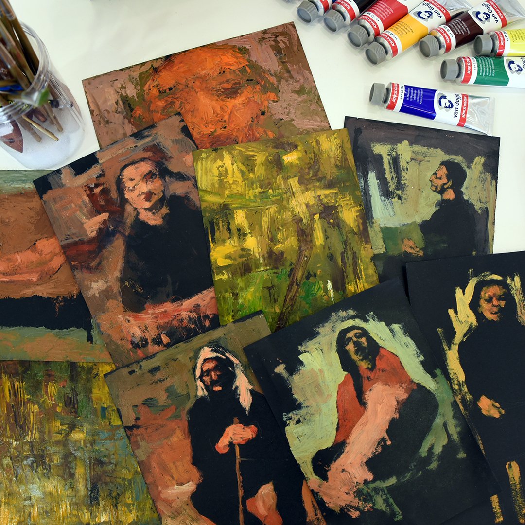 StedelijkMuseum's tweet photo. POP-UP WORKSHOP | This afternoon artist Raafat Ballan, who is part of 'give us the museum', is giving a pop-up up painting workshop in which everyone can join. Ballans paintings are semi-figurative expressions, yet strange enough to feel the distance. Photos: Betul Ellialtioglu https://t.co/cd4C2WhgDw