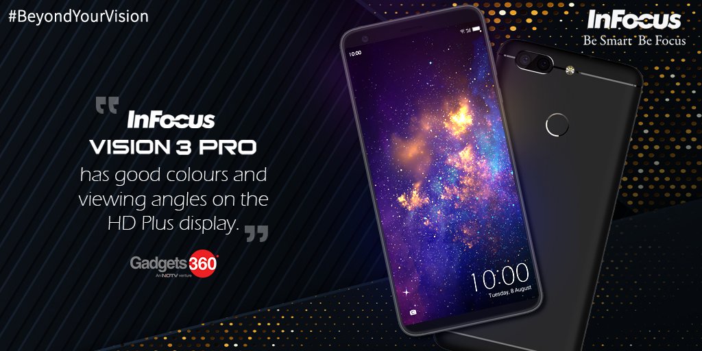 InFocus_IN's tweet image. #InFocusVision3Pro has won over tech reviewers @Gadgets360 with its massive 5.7-inch HD plus ‘full vision’ display.
#BeyondYourVision #Vision3ProReview
