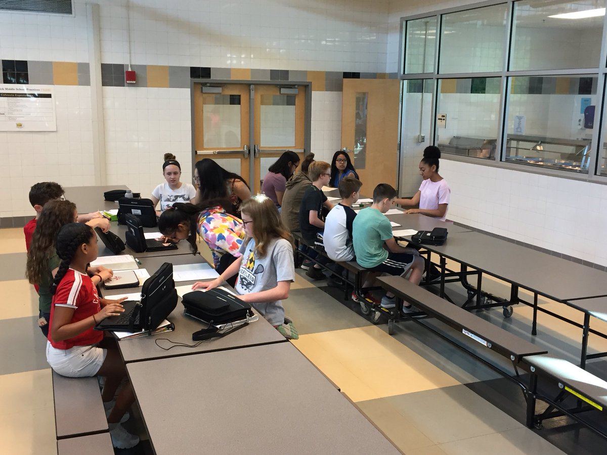 MiMSprincipal's tweet photo. Eighth grade Algebra students running station rotations this morning for seventh grade accelerated students. Topics include exploring slope, quadratic equations, completing the square, solving systems of equations, and more! @ThinkOutOfBox8 @NotUrAvgFCPSjoe @cincottapeter https://t.co/rjbAzglYy6