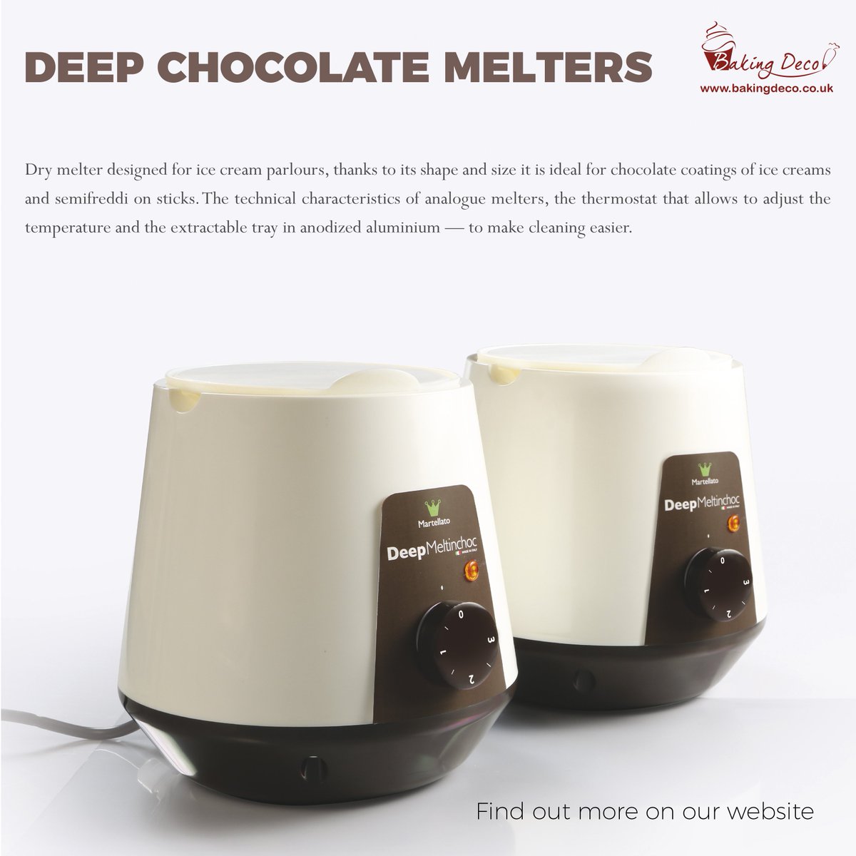 BakingDeco's tweet image. Deep chocolate melting machine is specially designed to make the process of covering ice-creams on sticks much easier and more convenient. More info: bakingdeco.co.uk/chocolate-melt… #chocolate #pastry #cheflife #cakedecorating #cakedesign