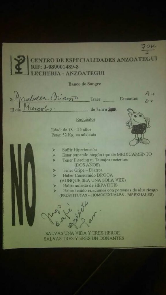 roxyro88's tweet image. Se necesita #DonacionDeSangre en el Centro Médico #Anzoategui para Anabella Briceño URGENTE @yosoylecheria    A+    O+