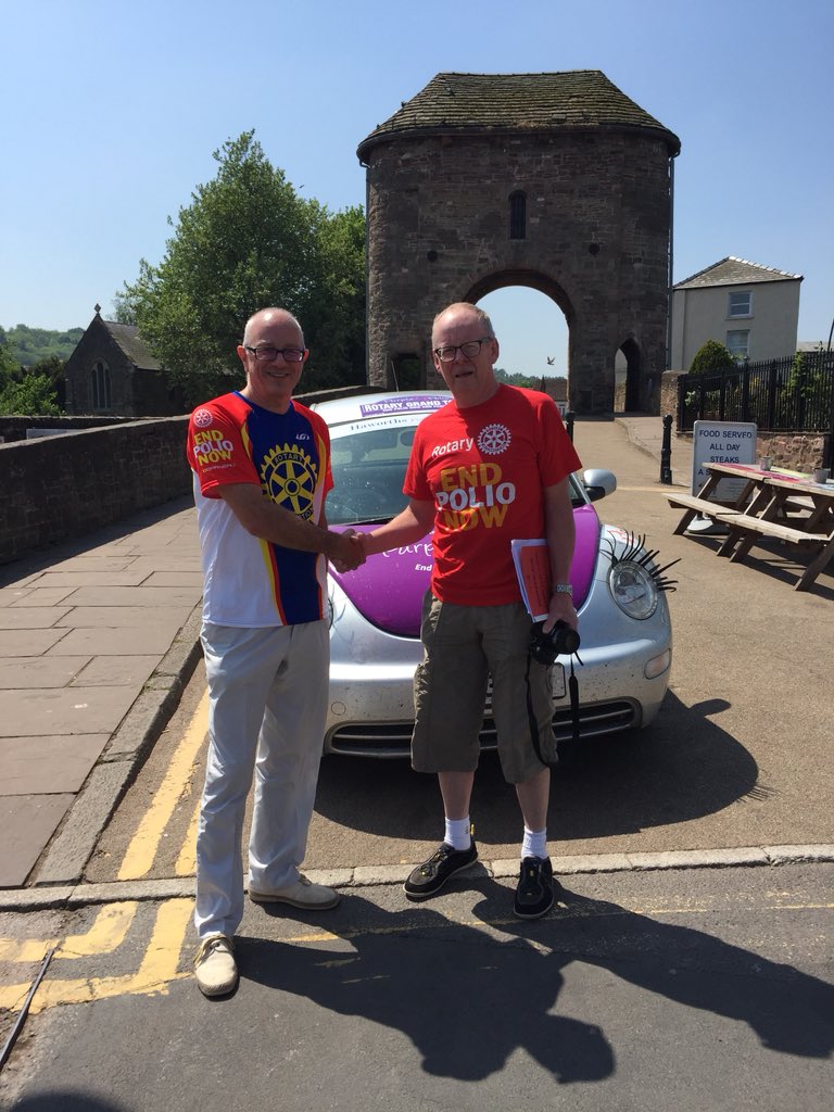 CancerBikeMan's tweet image. Good to meet Dist 1100 DG Alan Hudson at checkpoint #19 #monnowbridge #monmouth on #rotarygrandtour - I haven’t seen him in more than 50 years! @ClitheroeRotary @RotaryGBI @malcrotary @EndPolioNow