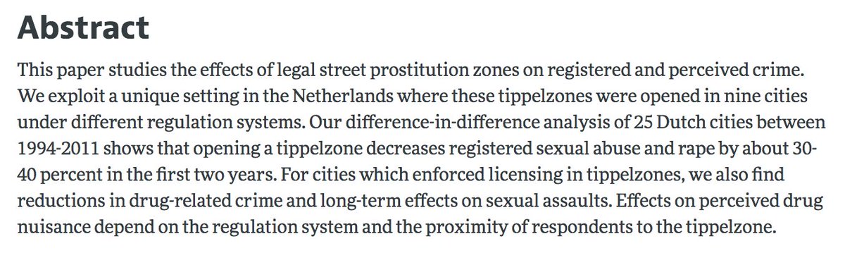 Bisschop et al. (2017) "Street Prostitution Zones and Crime”  https://www.aeaweb.org/articles?id=10.1257/pol.20150299