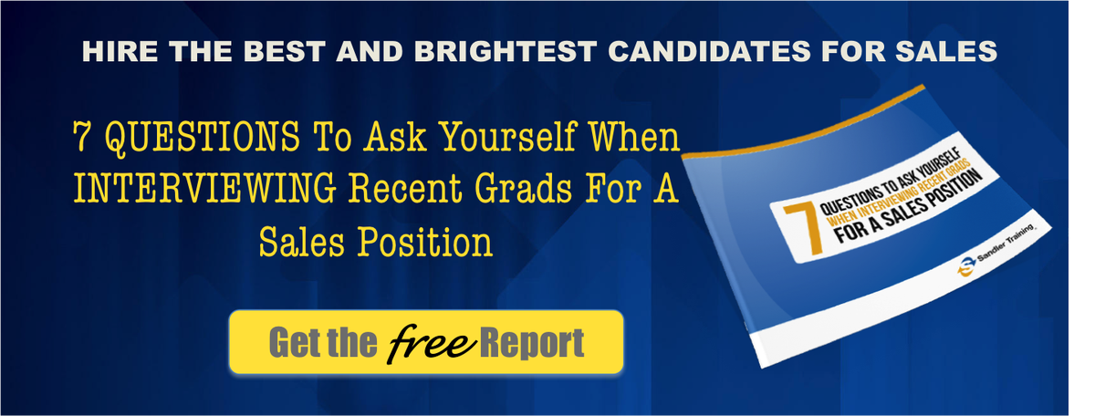 SandlerOrlando's tweet photo. Ask these 7 questions before you interview or hire that new Grad for a sales position.  Download the Free Guide here:  https://t.co/NeOq3hrfiz https://t.co/OdgpfScQaA