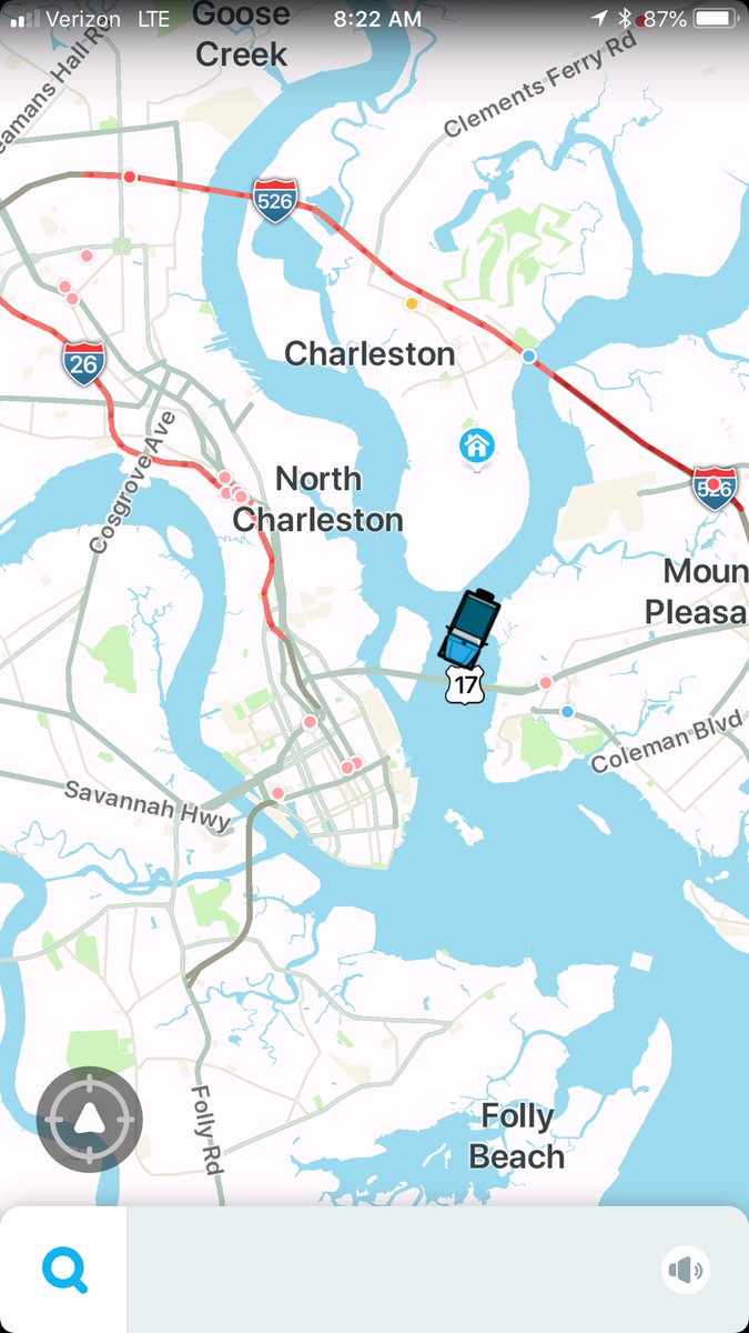 DanIslandFerry's tweet photo. The water is blue and our route is all green. #chstrfc #WandoBridge https://t.co/xPubWJv6Aw