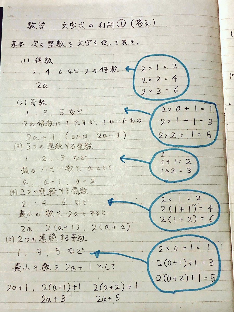 Akiya Su 中学数学 文字式の利用 文字を使ってさまざまな数字を表す 多くなったので 文字式を利用した説明は明日 少し見にくいね 中学数学 文字と式 文字式の利用 整数 T Co 3lr53xunlf Twitter