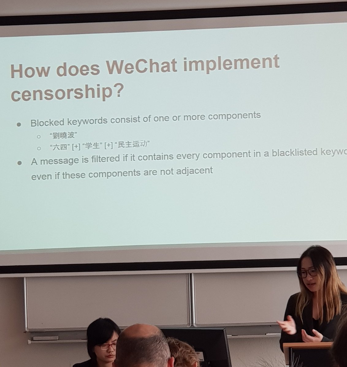 manyapan's tweet photo. How political events affect censorship on WeChat, insightful presentation by @lotus_ruan. Check out Wechat research by The Citizen Lab here:  https://t.co/FVVpmZN8Eu #CIRC16 https://t.co/EUg1lqYYRw