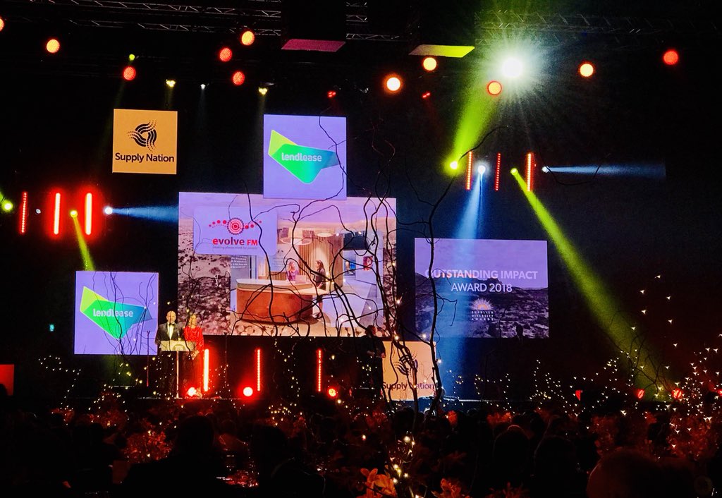 FundManagerITS's tweet photo. Congratulations EvolveFM on winning Outstanding Impact Award 2018 @SupplyNation Gala Awards Thank you @LendleaseGroup for sponsoring such an important award. #snconnect https://t.co/J3YzqjP9dK