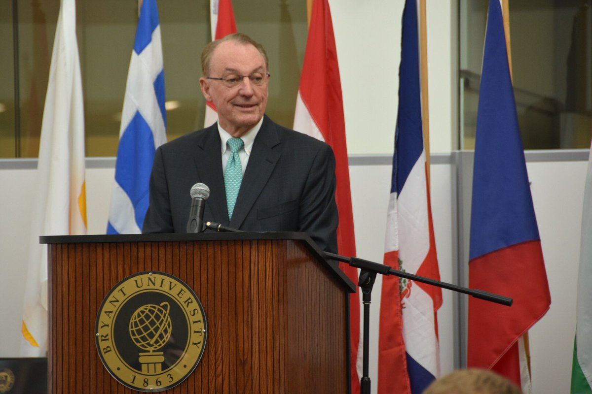 SBA_RhodeIsland's tweet photo. #WorldTradeDay is here! Held @BryantUniv hosted by SBA STEP grantee @ChafeeCenter. Welcome remarks were given by Chafee Centers, Ray Fogarty; @BryantUprez , Ron Machtley; & @ErnieAlmonte. #WTDRI #RISBA @BryantUniv_News https://t.co/xQhTgrosSm