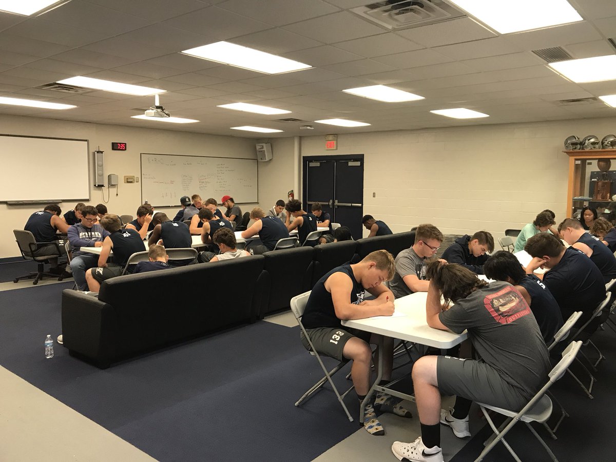 HC_Hayes's tweet photo. Plainsmen Football Leadership 101 taking their Blue Feather Leadership Test today!!! #IMDAL https://t.co/Zbj22E3PUi