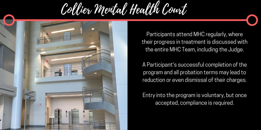 SWFLCourts's tweet photo. #ProgramProfile : Mental Health Court is an alternative treatment court program offered to people who have been arrested in Collier County who suffer from severe and persistent mental illnesses. #mentalhealthmonth
MORE: https://t.co/gkmRbLX3tz https://t.co/nruF2fkN2H