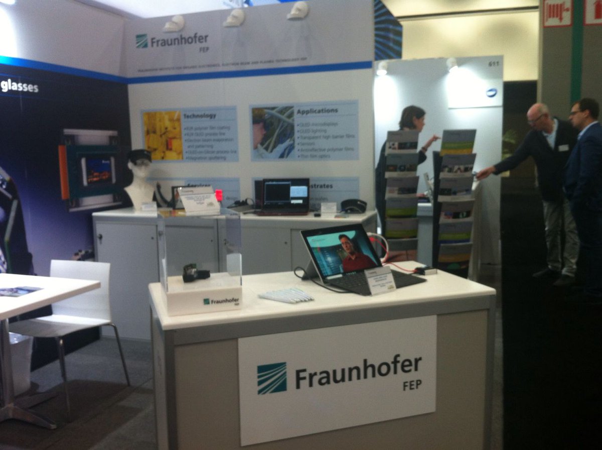 FraunhoferFEP's tweet image. Meet us at booth no. 613, German Pavilion! We will be happy to present latest OLED microdisplays and research results at our booth! #DisplayWeek18