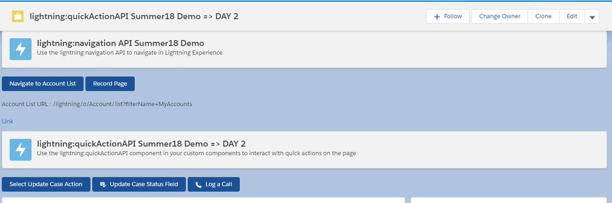 cloudyamit's tweet image. Day 2: Lightning APIs: #Ready4Summer18 
1 - Navigation API 
2 - QuickAction API 
@trailhead @SalesforceDevs @SalesforceBlogs @ltngcomponents #Salesforce #LightningComponents #summer18 
trailmix complete