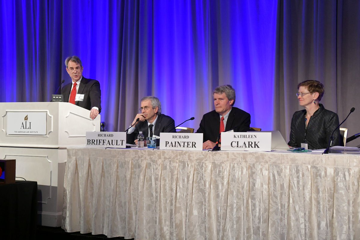 AmLawInst's tweet photo. The final day of #ALI95 Annual Meeting begins with Government Ethics. w/ Richard Briffault @ColumbiaLaw Kathleen Clark @WashULaw Richard Painter @UofMNLawSchool https://t.co/o0hztIfyBu