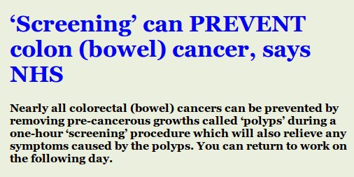 New research says ‘screening’ to PREVENT colon/bowel cancer should begin at age 45, not 50: grputland.tumblr.com/post/145198609…