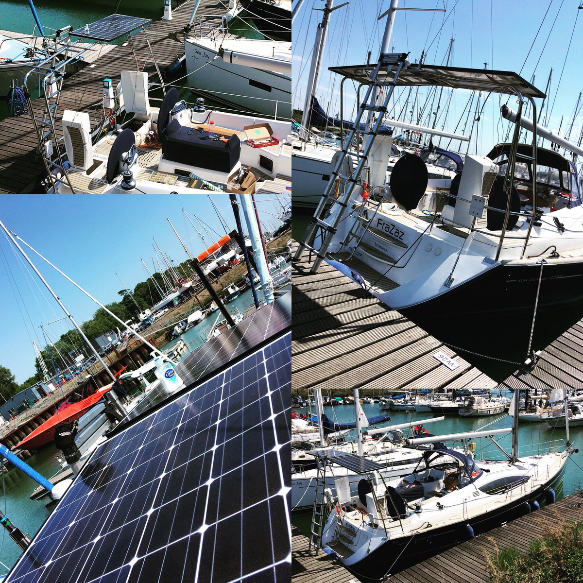 Arch and solar installation is in full swing on FraZaz #solarpower #solarpanels #jeanneau #45DS #sailingadvenutre #sailing #sustainability #selfsufficient