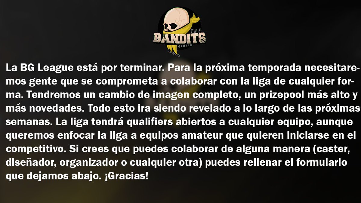 BGLeagueRL's tweet photo. Formulario: https://t.co/4OZWbiqFTj https://t.co/W1Aaf2YbyL