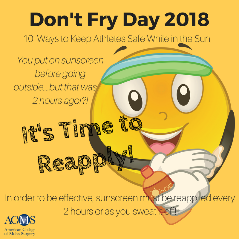 skincancerprev's tweet image. Pls RT: 10 Ways to Keep Athletes Safe While in the Sun: REAPPLY SUNSCREEN OFTEN. Don't forget: May 25 is #DontFryDay loom.ly/Gbg7XBw #skincancer