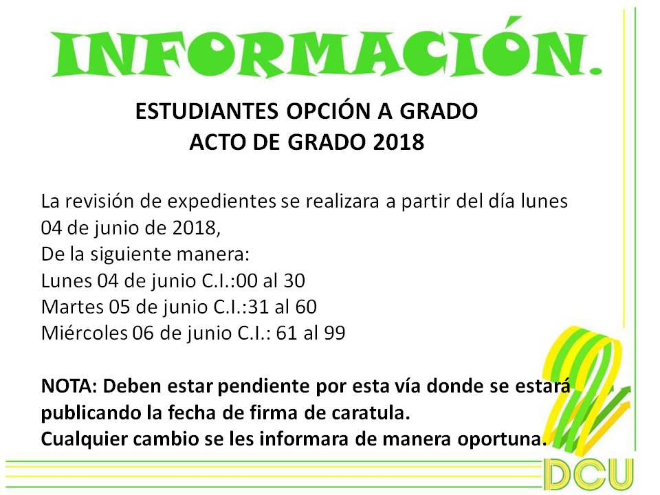 DCU2LUZ's tweet photo. #PENDIENTE ESTUDIANTES OPCIÓN A GRADO ESCUELA DE DERECHO. https://t.co/Ts0RVVa5pz