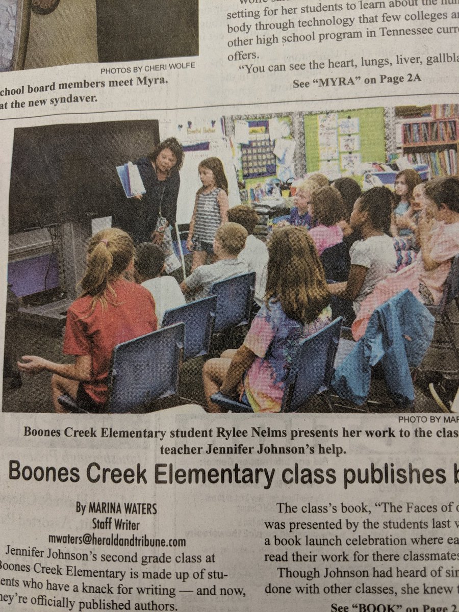 Super 2nd Graders <a href="/BoonesCreekElem/">Boones Creek Elem</a> on the front page of today's addition of the @JBHeraldTribune!
