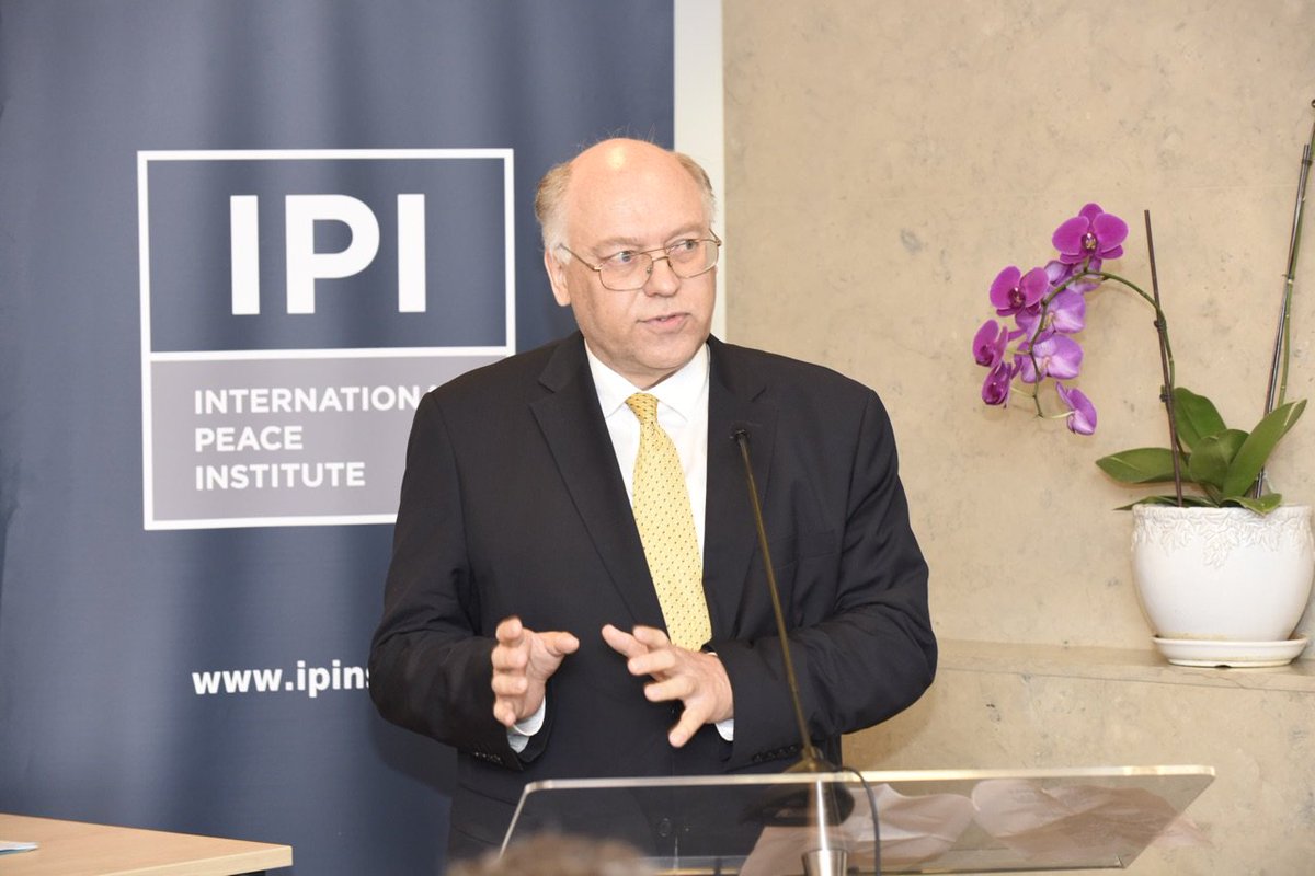 Reinhard Krapp, Permanent Mission of Germany to the United Nations, speaks from the podium at an IPI event