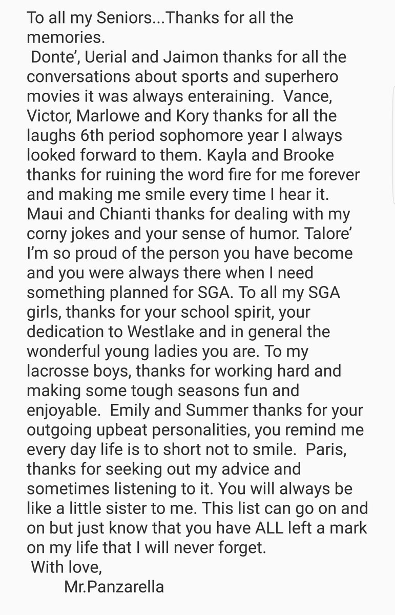 A note to all my Seniors on your last official day...