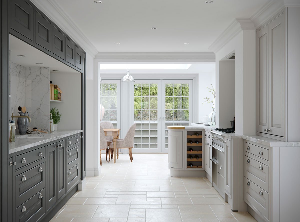 EILDON | This galley kitchen is a beautiful example of how a timeless design can be brought to life with a modern paint finish #paintedkitchen #greykitchen #galleykitchen #timelessdesign #kitcheninspiration #designinspiration