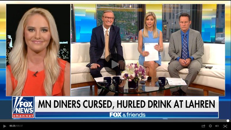 citypages's tweet photo. .@TomiLahren tells @foxandfriends she's 'disheartened' by Minneapolis brunch drink-throwing [VIDEO] https://t.co/iaGpqwnLrG https://t.co/0VUrE3DWuD
