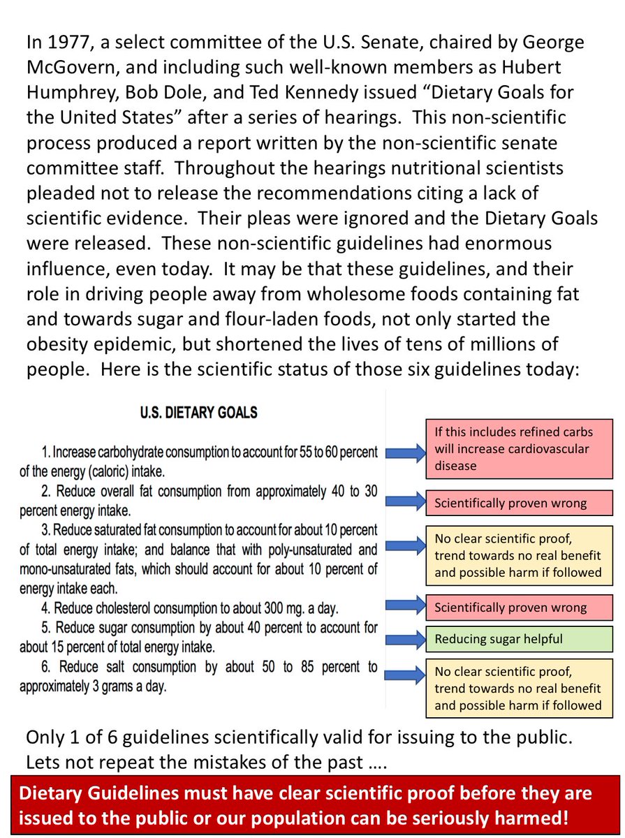 Lets not repeat the mistakes of the past.  Only scientifically valid dietary guidelines should be issued or people can be harmed.