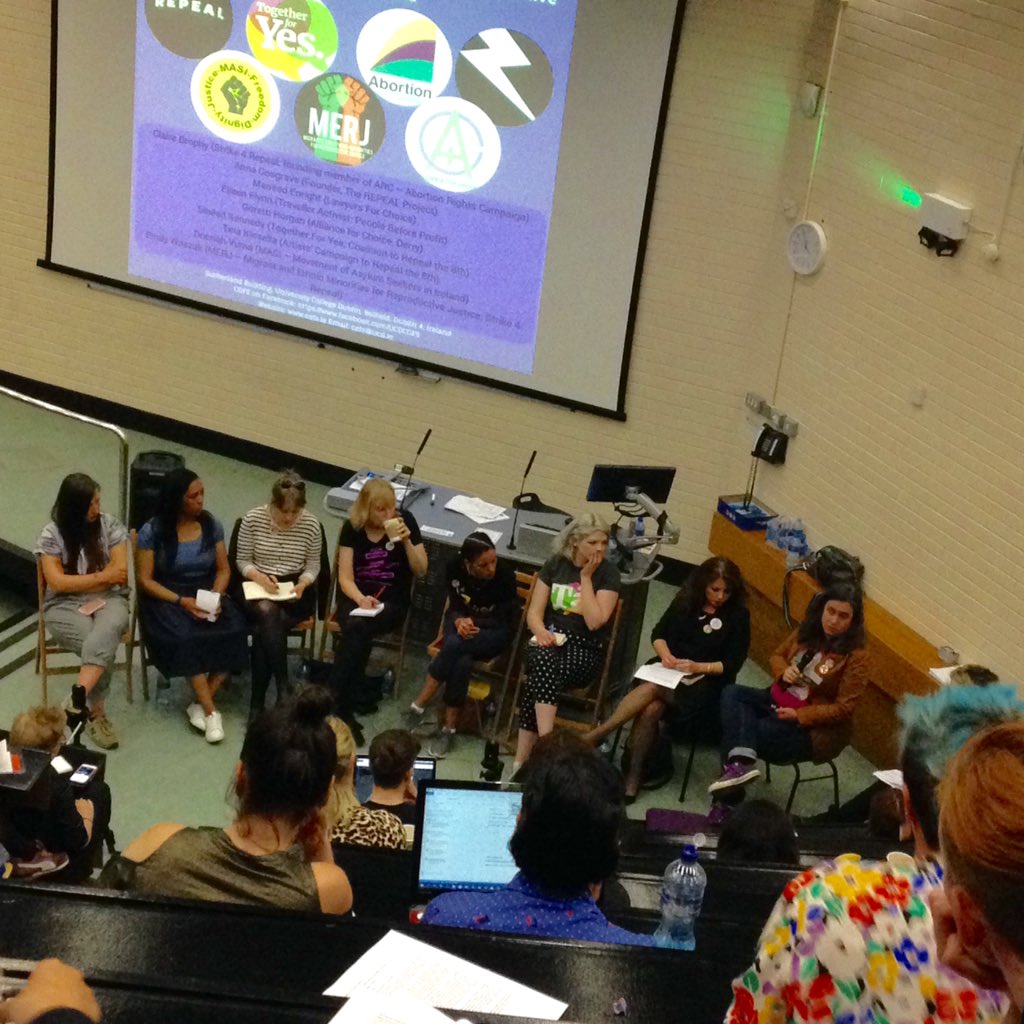 JessHSmyth's tweet photo. "Our job on, and post, May 25th  is to articulate 'the common good' " - Mairéad Enright, Lawyers for Choice. Inspirational plenary panel convened by @CGFS_UCD Thinking Gender Justice conf https://t.co/5O9zUN6dAb