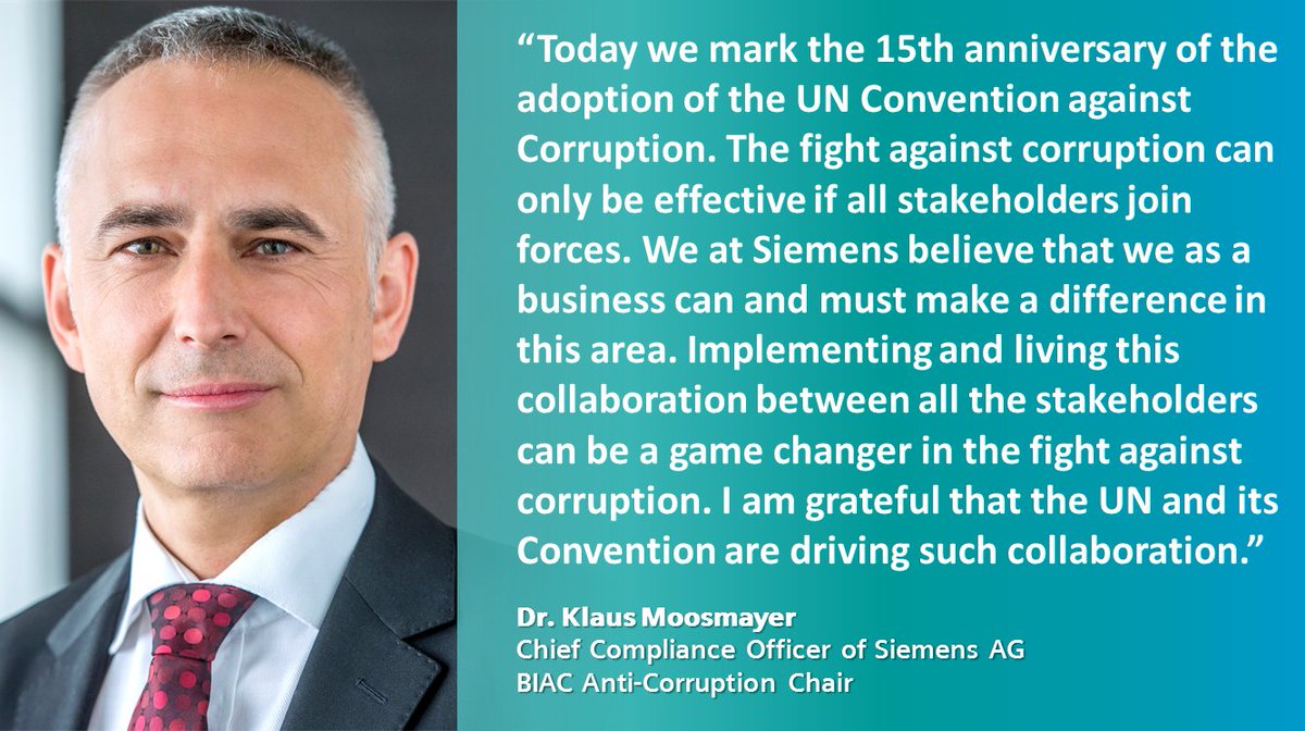 siemens_press's tweet photo. Watch @Siemens Chief Compliance Officer Klaus Moosmayer speak @UN General Assembly today (9 pm CEST) on how to achieve peaceful and inclusive societies through preventing and combating corruption. #ConventionAgainstCorruption Watch the event live here: https://t.co/E4pO2bEvGe https://t.co/jDEqJtE0LE