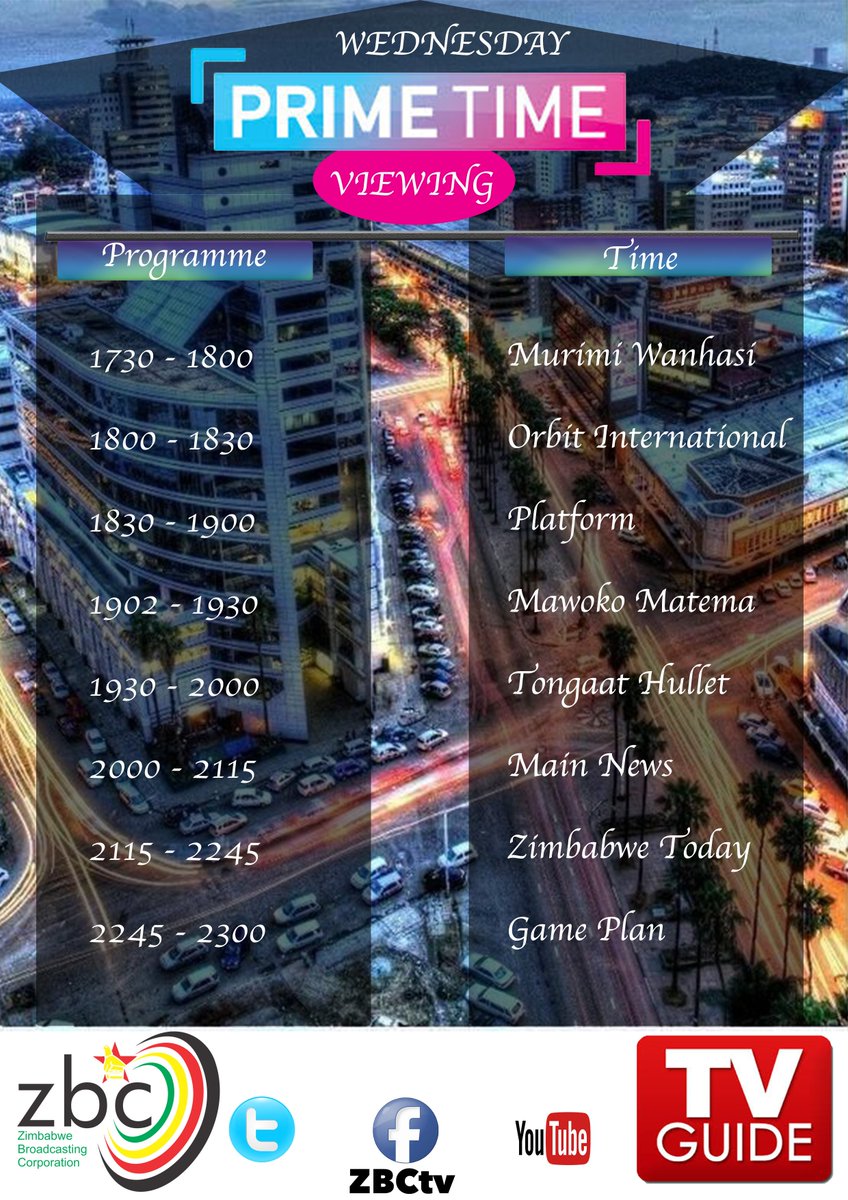 ZBCtv's tweet photo. Get regular exclusive prime time viewing updates right here: Tonight, ZBCtv will air your Wednesday #PrimeTimeViewing by choice! https://t.co/TY2gekre5J