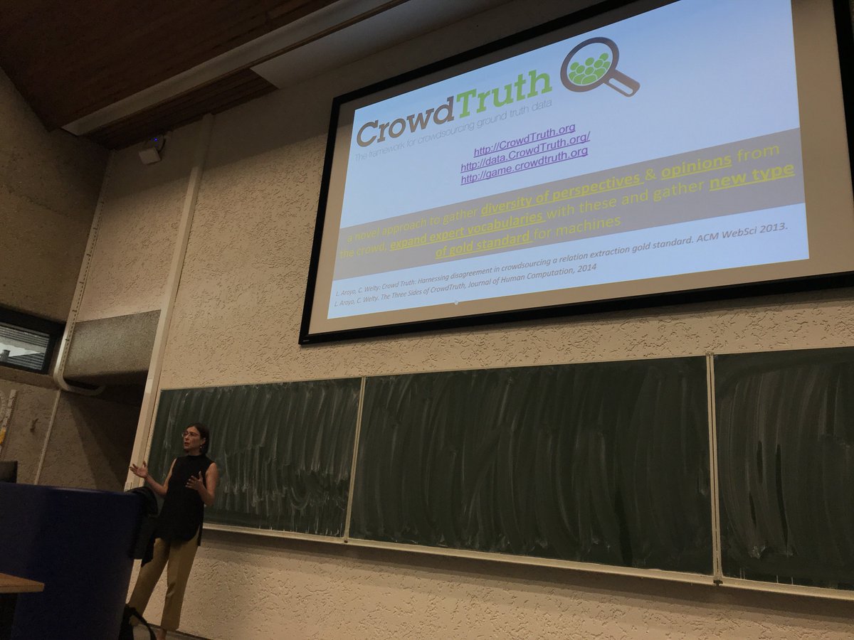 aleboz's tweet image. Glad to have @laroyo as guest lecturer in our #crowdcomputing course with @navatintarev - #crowdtruth for video annotation, great real world examples of #hcomp research and applications