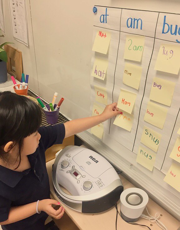miss_singroy's tweet photo. We have been learning about rhyming words. The Writing Centre is a hit today as our students are excited to add their rhyming words to our chart.    @deSalesTCDSB @TCDSB @MsElias_ #writing #Kindergarten https://t.co/vJDQH9mon7