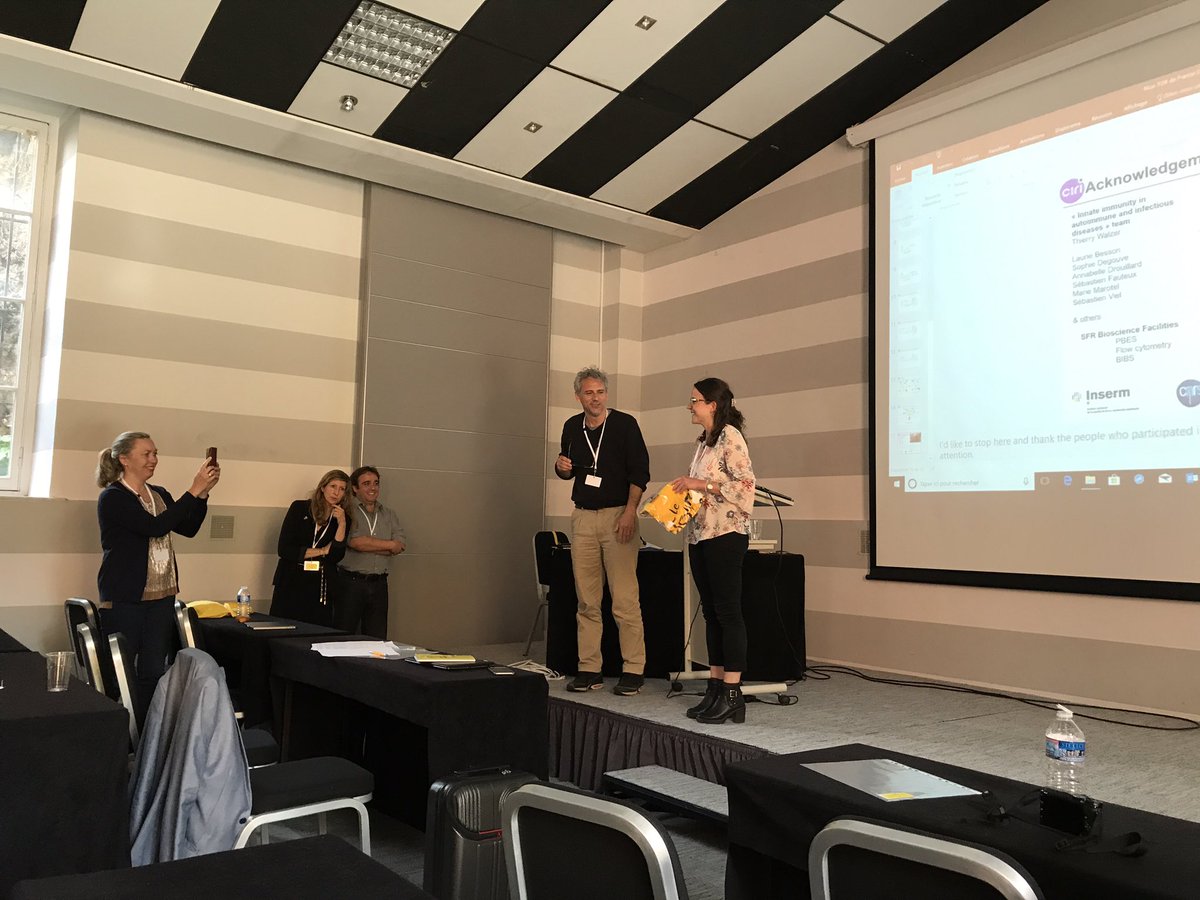 JfPeyron's tweet photo. Bravo to Giulia Biondani from "Kill-Leuk" team @C3M_U1065 for best poster award at Tor de France meeting https://t.co/ncySKwIqkU