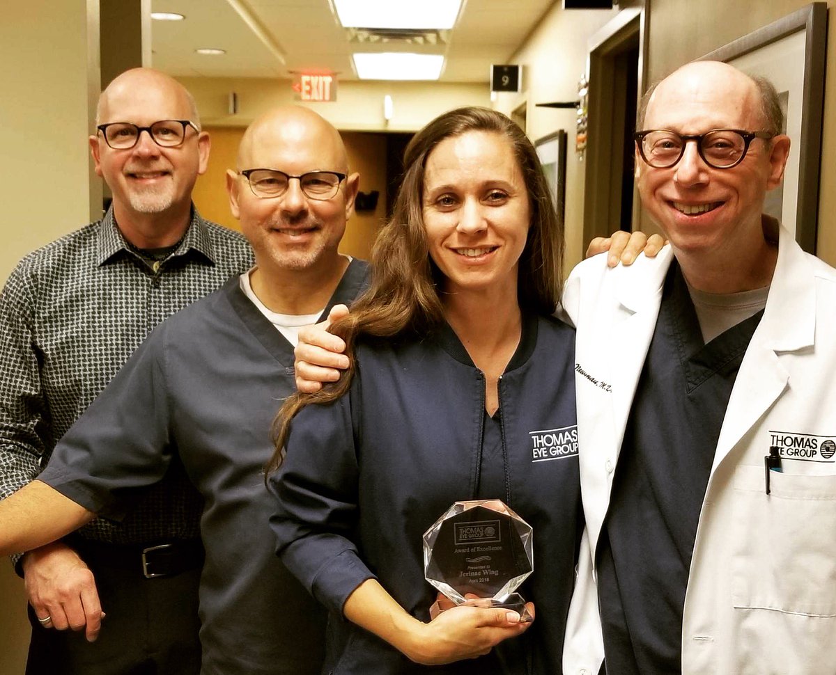 Congratulations to Jerinae Wing in our Roswell office for winning our "Award of Excellence." Jerinae was recognized by our doctors and employees for her exemplary service; always going above and beyond; and her strong commitment to the mission and values of Thomas Eye Group.