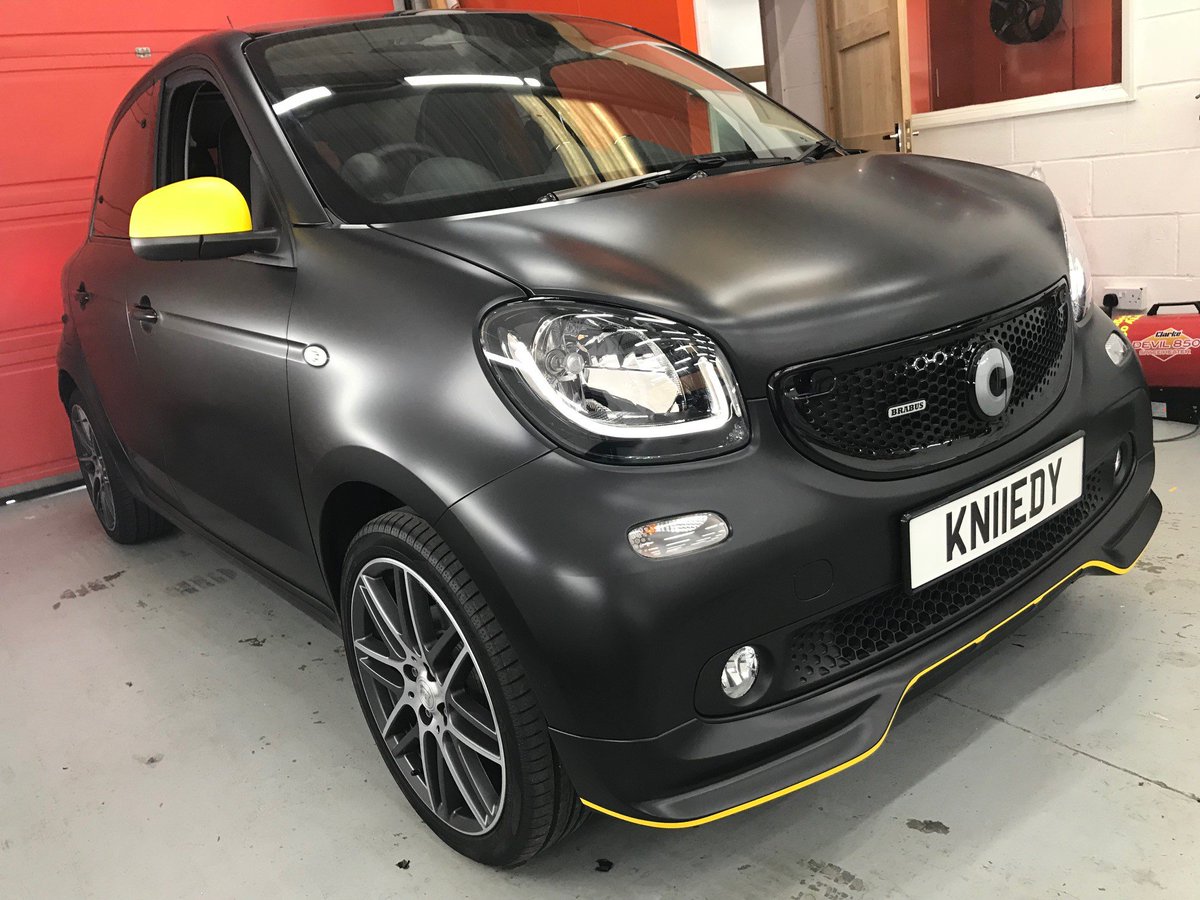 #Brabus ForFour in satin black with matt yellow detailing