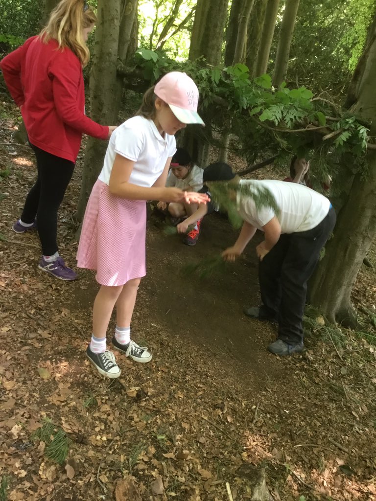 Teamwork makes the dream work! Den building proved to be a challenge but we were eager to build a shelter to protect us from the sun!