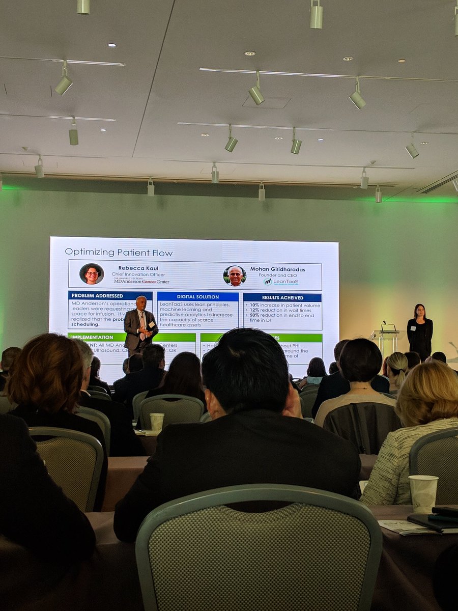 The Chief Innovation Officer at <a href="/MDAndersonNews/">MD Anderson News</a> talks at the @HealthAVIA summit on how, as a new #innovation shop, you need to get an early win. They were able to do it by optimizing infusion process for their patients. #healthcare